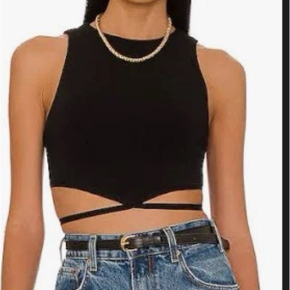 Alice + Olivia Women's Latia Sleeveless Tie-Waist Knit Tank Top size small